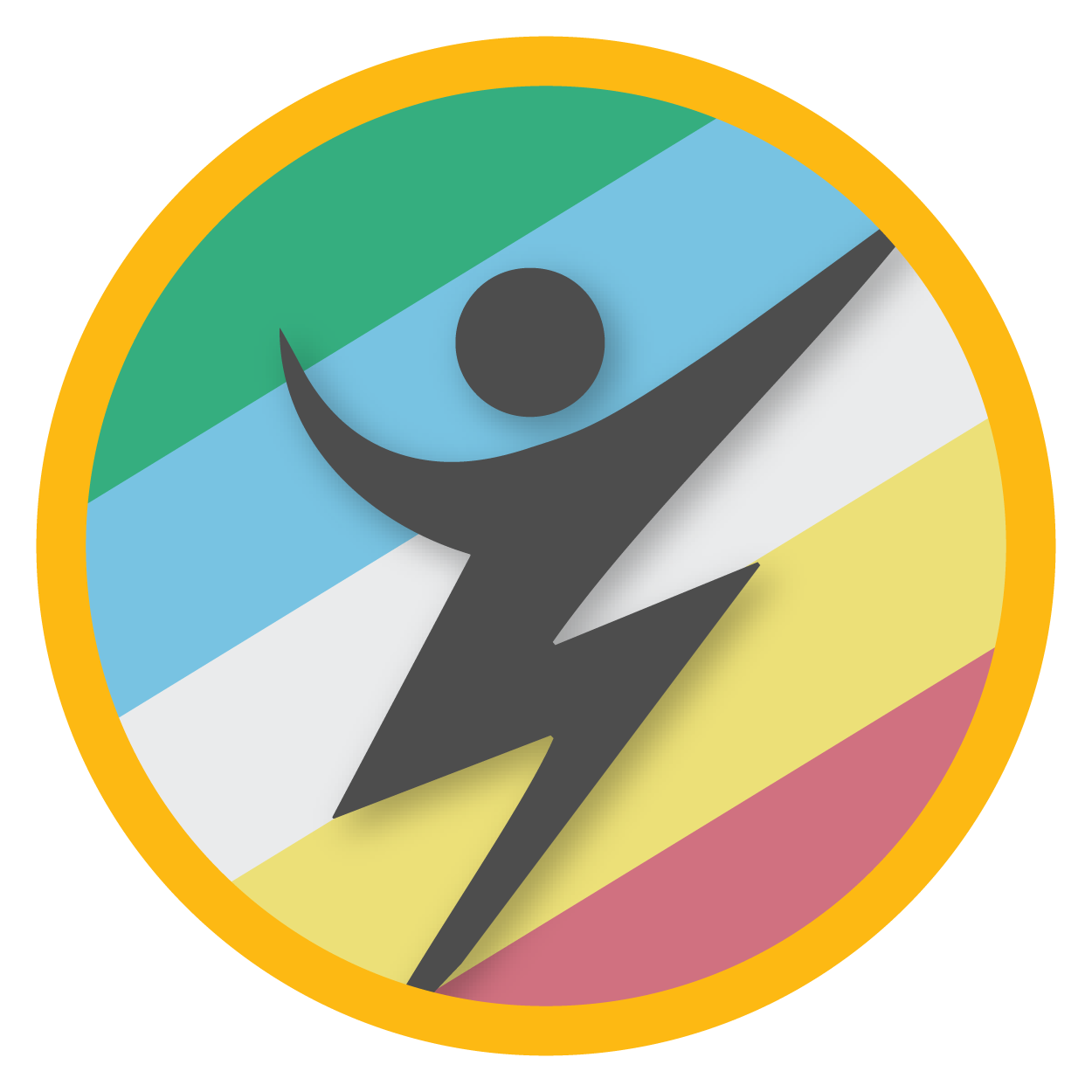 a logo with a lightning bolt in the middle