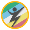 a logo with a lightning bolt in the middle