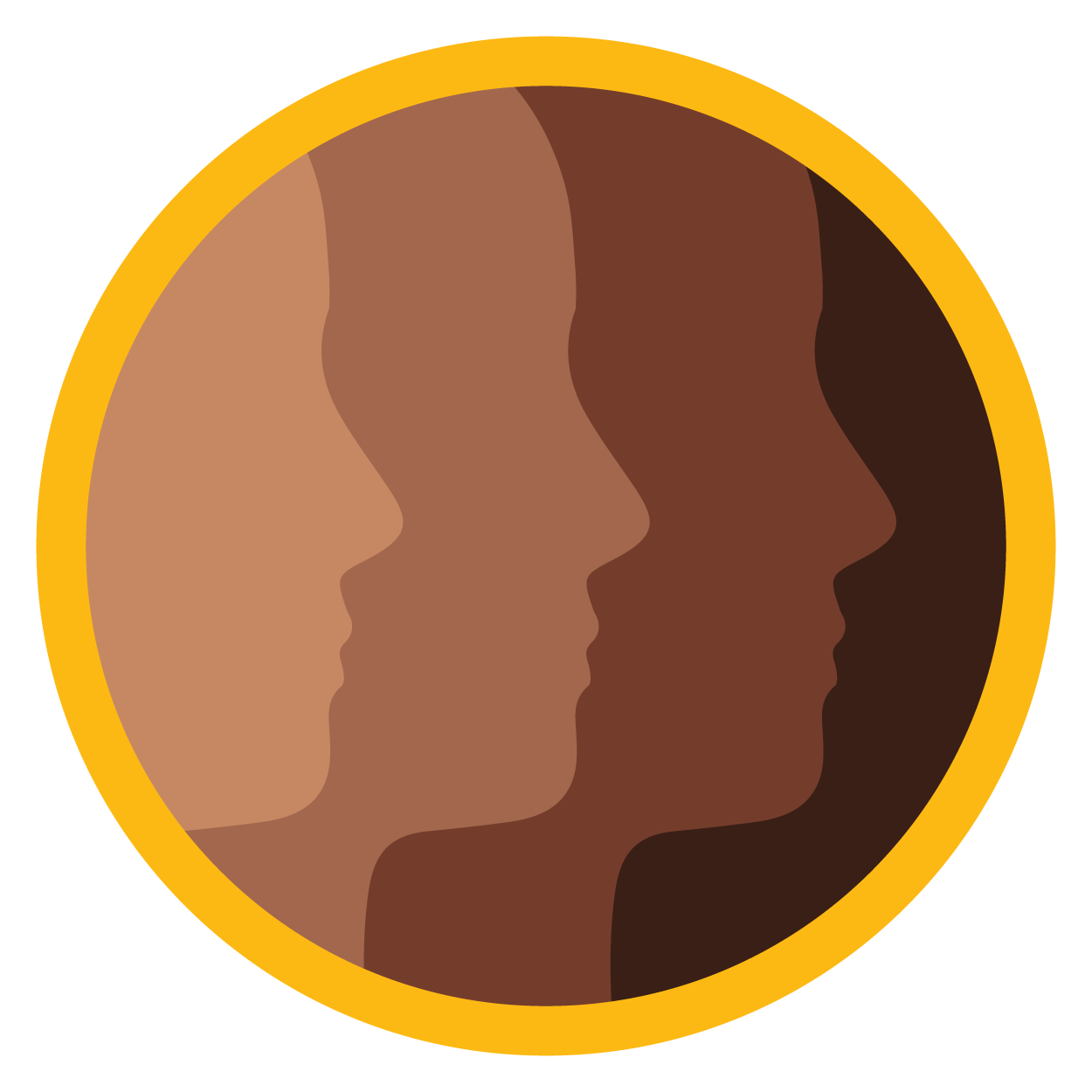 a group of people's faces in a circle
