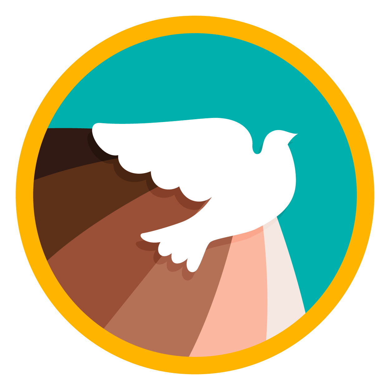 a white bird in a circle