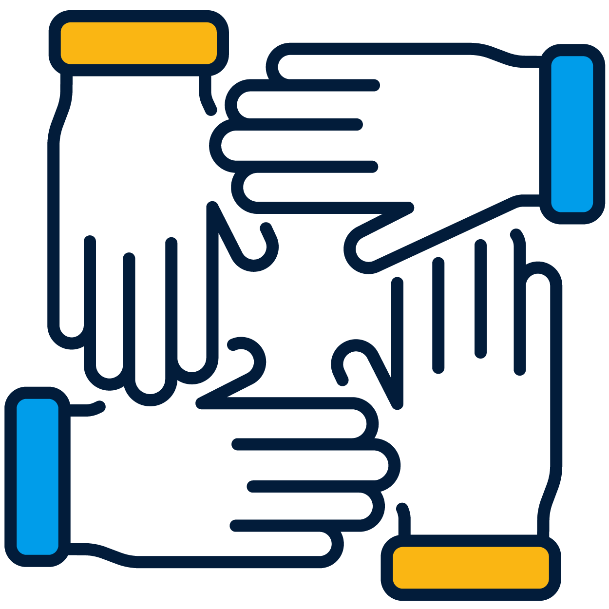 a group of hands in a circle