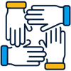 a group of hands in a circle