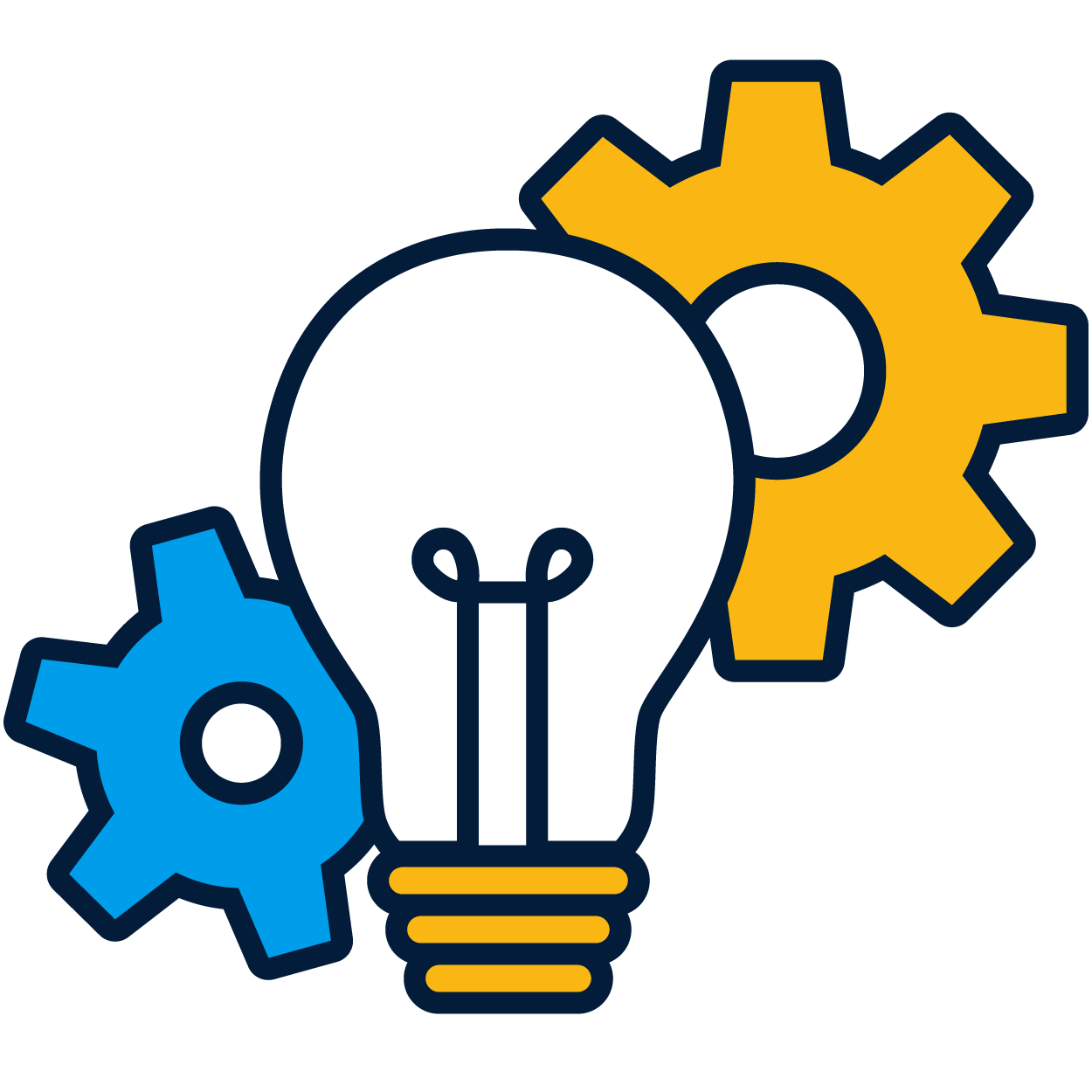 a light bulb and gears