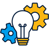 a light bulb and gears