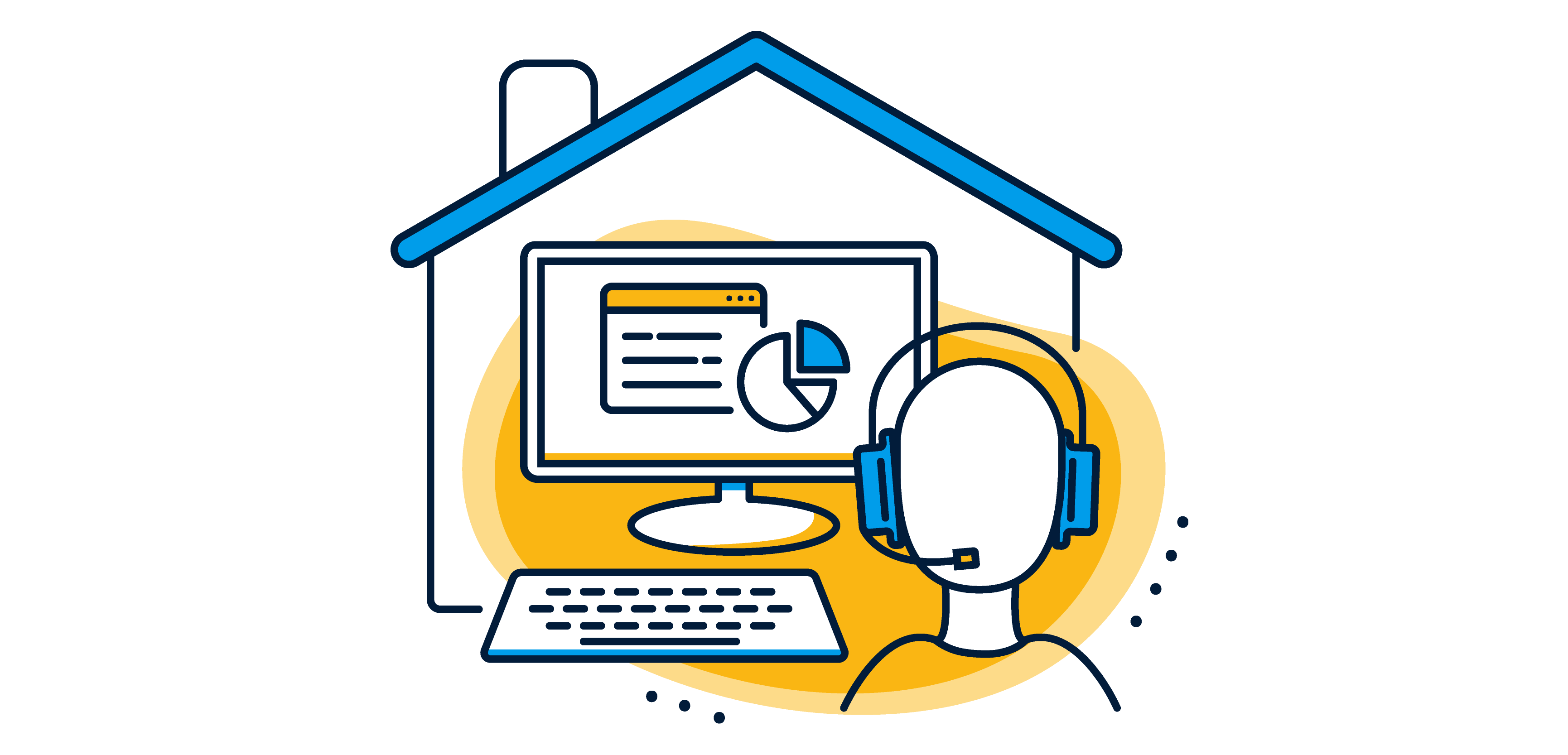 a man wearing headphones and a headset with a computer and keyboard under a house