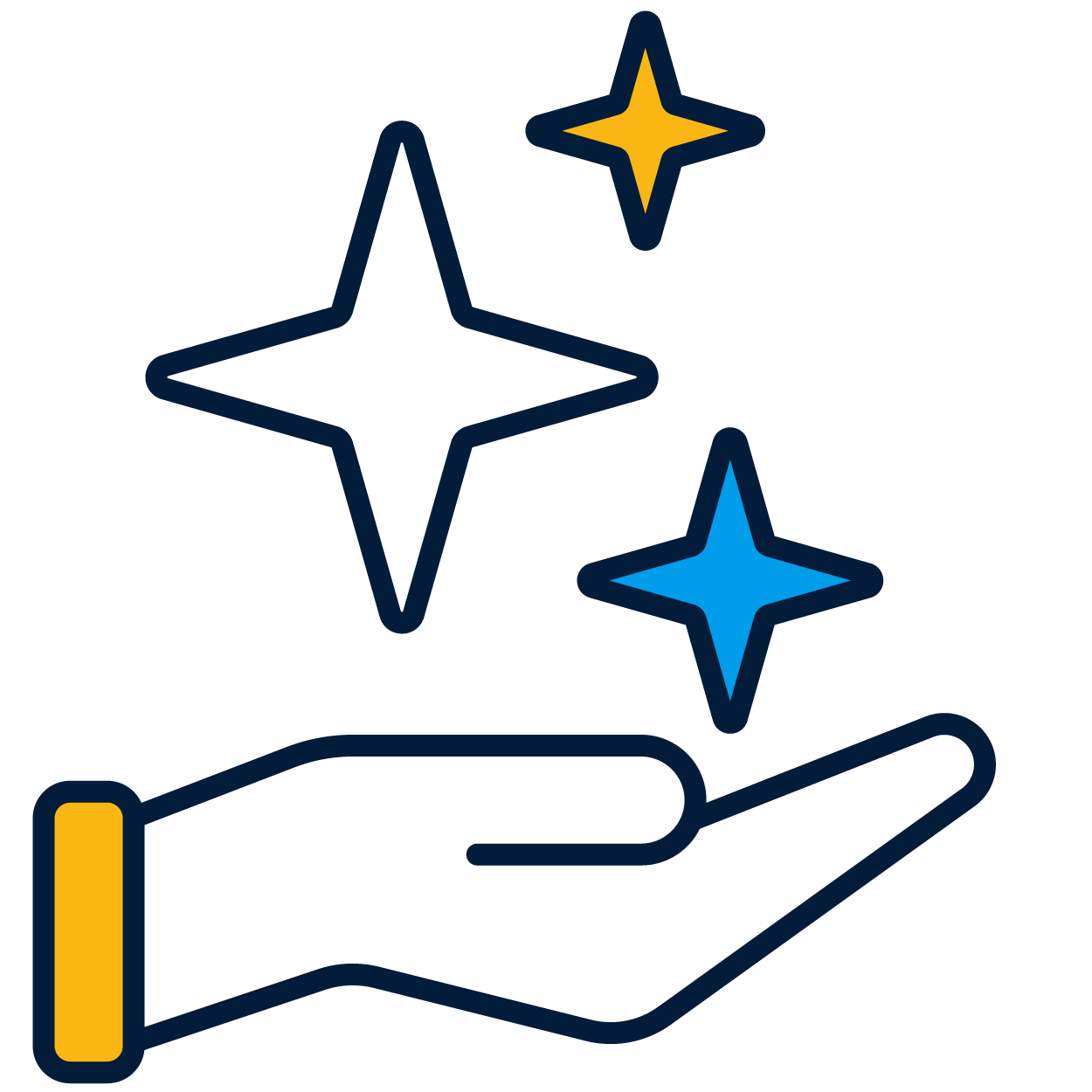 a hand with stars on it