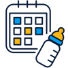 a baby bottle and calendar