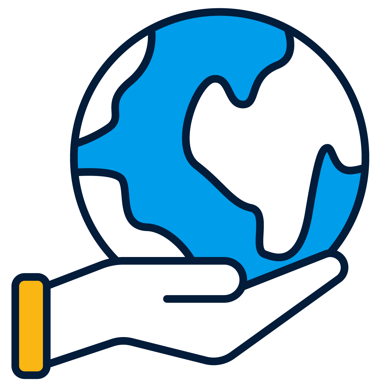 a hand holding a globe