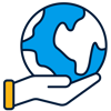 a hand holding a globe